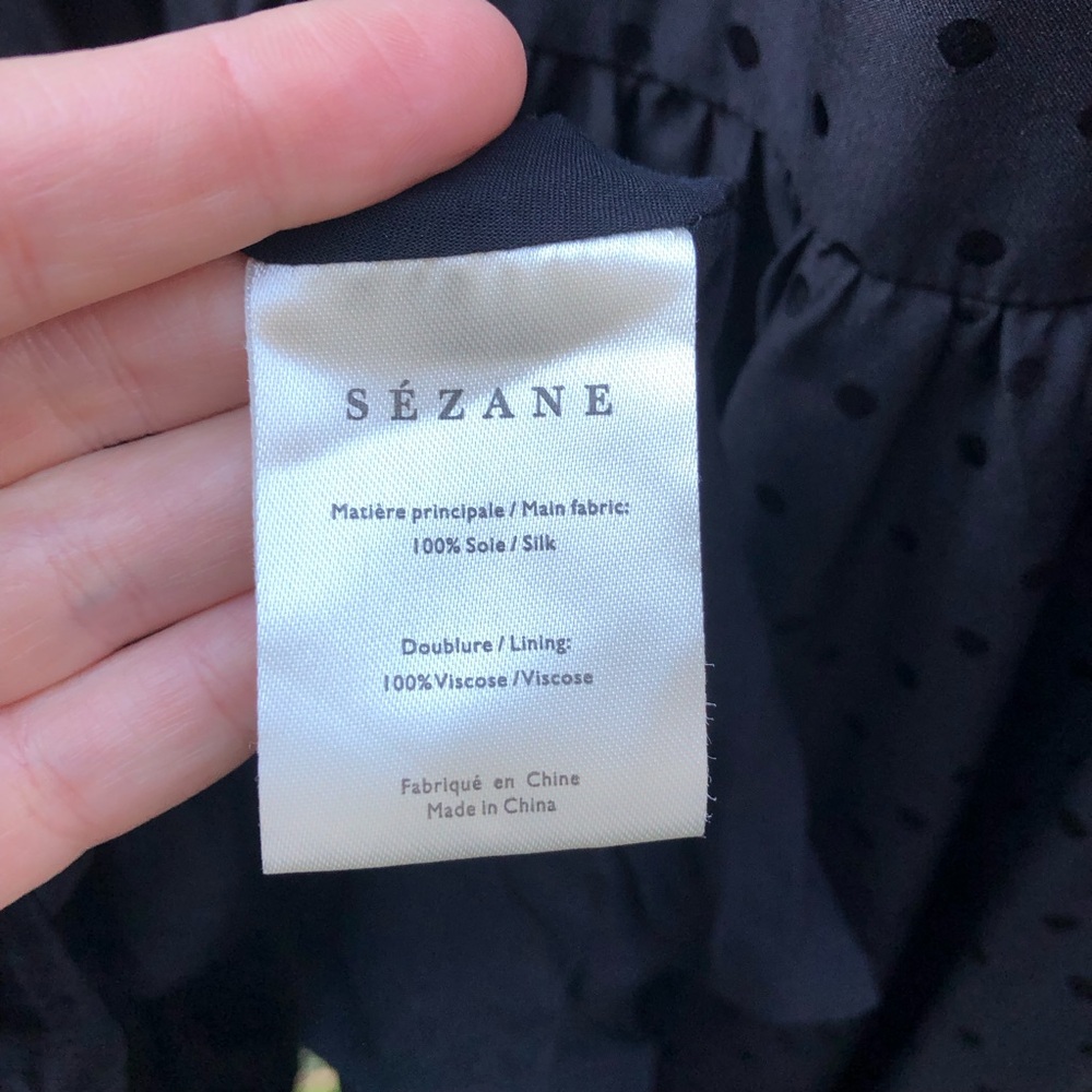 Sezane x Manoush Selena Silk Dress Size 38 Black Tie Neck Polka Dot Tiered - Picture 15 of 16